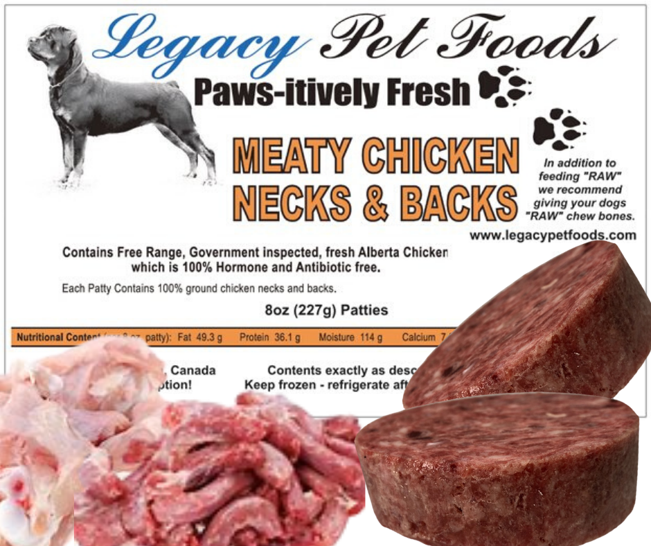 Sample Meaty Chicken necks and backs Legacy Pet Foods