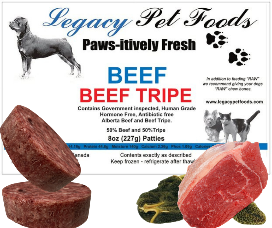 Bulk Beef and Beef Tripe Blend 50/50-   25 lbs box